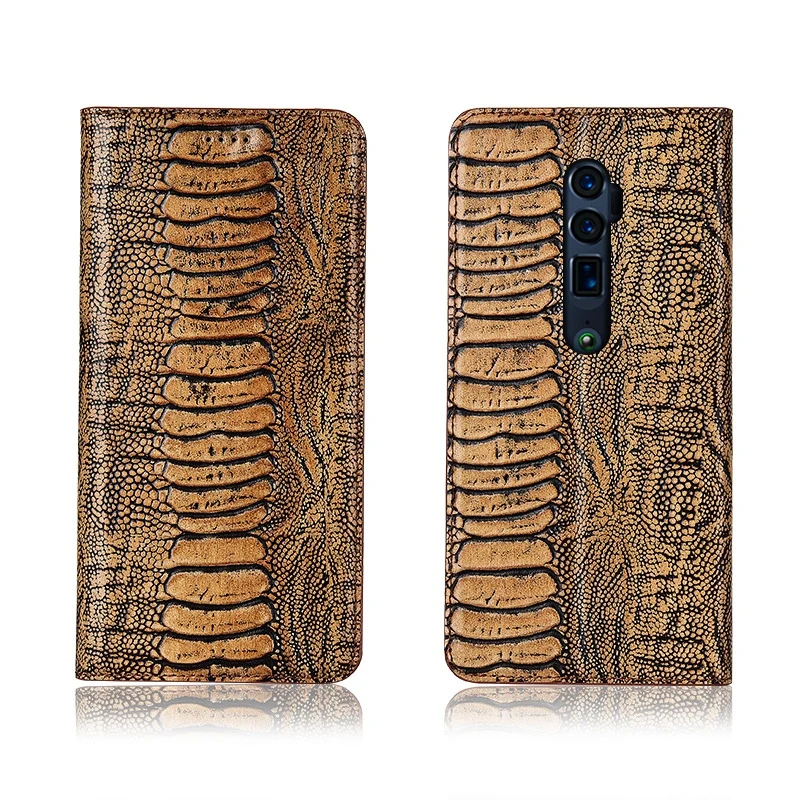 

Ostrich foot pattern genuine leahther phone bag for OPPO Reno 10x Zoom phone case for OPPO Reno/OPPO Reno Z flip cover funda