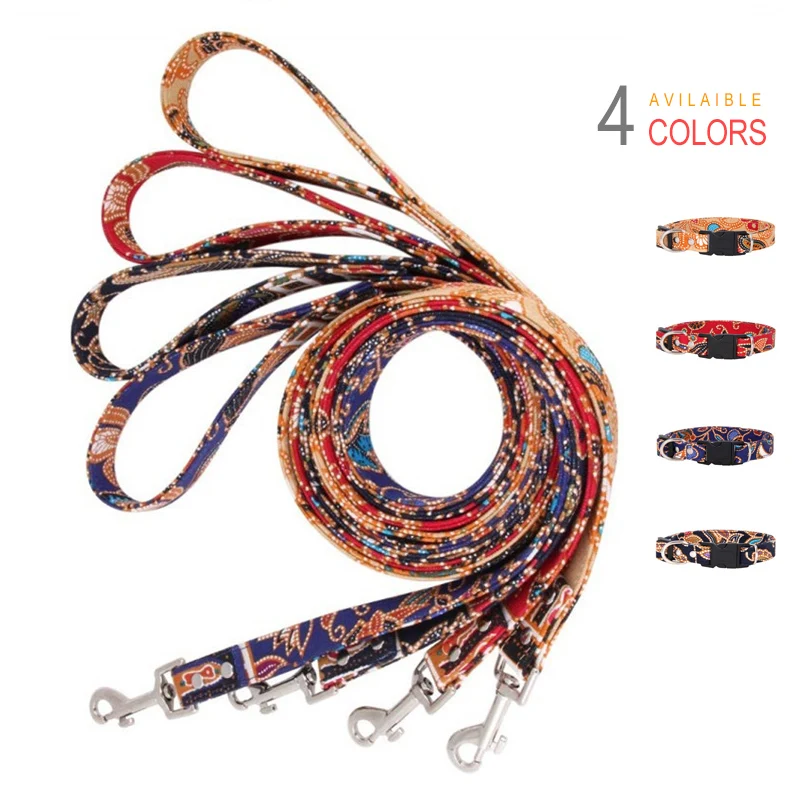 

ThinBest Print Dog Leashes Set Puppy Dog Collar Scarf Leash Strap Halsband Kat Collier Chien Cat Leashes Pet Dog Collar Set