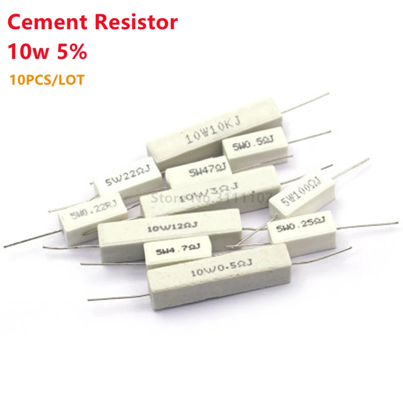 

10PCS 10W 5% Cement Resistor Power Resistance 0.1R 0.33R 5R 10R 0.22 0.47 0.5 1 2 3 5 10 20 30 36R 100 1K 2K 3K 5.6K 10K ohm