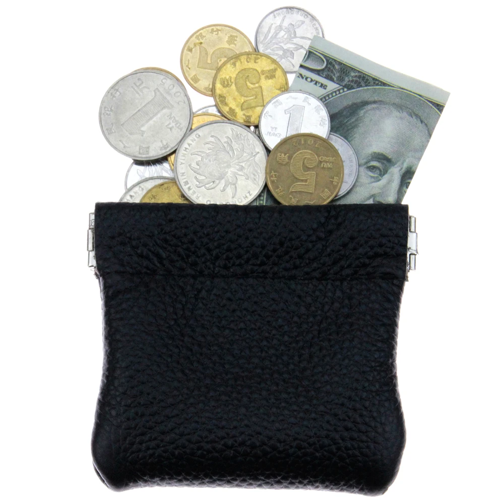 Натуральная Воловья кожа короткий Мини Кошелек для монет для женщин и мужчин маленький кошелек изменение денег сумка держатель для кредитных карт черный чехол