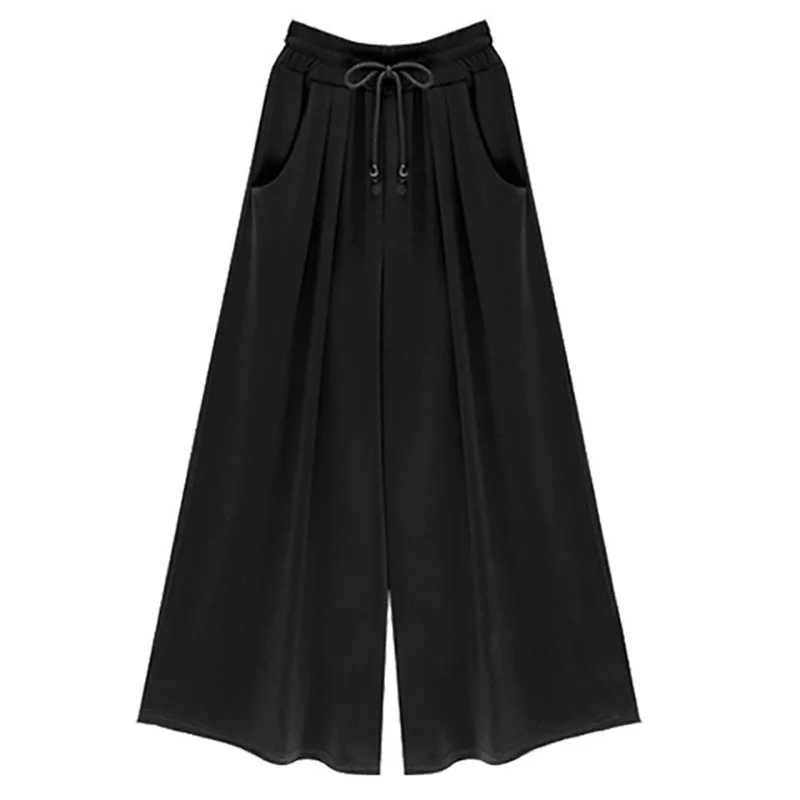 

Womens Pants Full Length Casual Loose Elastic Mid Waist Solid Wide Leg Pants Streetwear Trousers Female Office Lady Pants Autumn