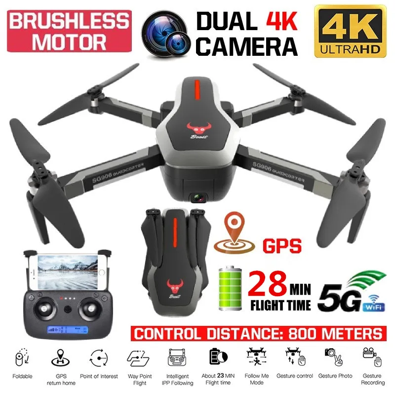 Квадрокоптер с двойной камерой 4K HD Wi Fi FPV дальность полета 1 2 км|Квадрокоптер
