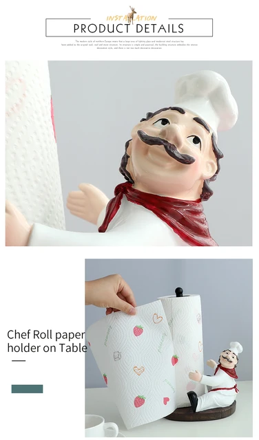 Creative Tissue Holder Resin Double-Layer Chef Figurines Paper