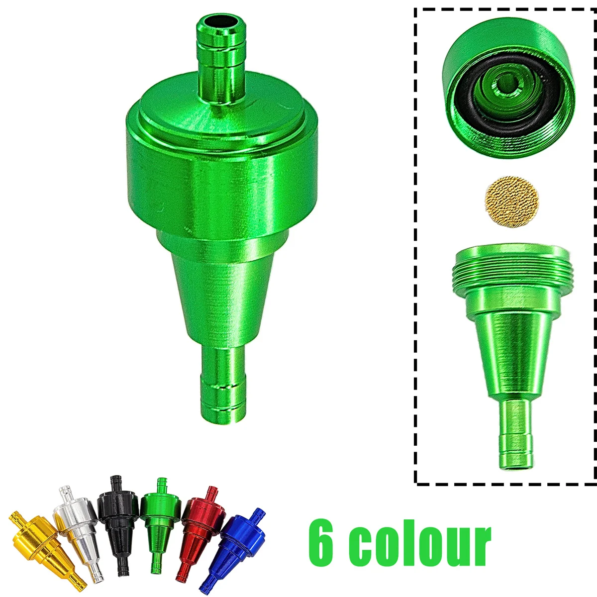 

Universal 6mm Motorcycle Fuel Filter Car Petrol Diesel Inline for Motorcycle Scooters Chrome Aluminum Fuel Filters 6Color