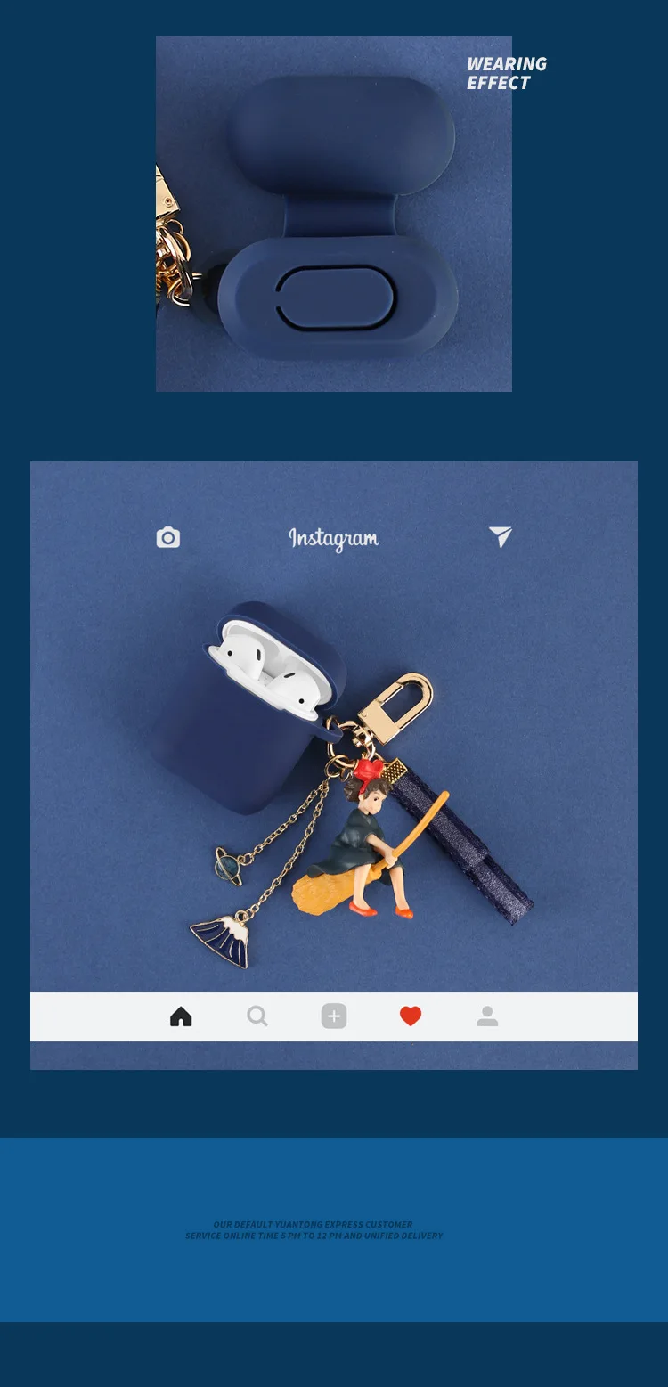 Служба доставки Kiki маленький брелок в виде ведьмы кулон Silcone для Bluetooth наушники чехол защитная сумка