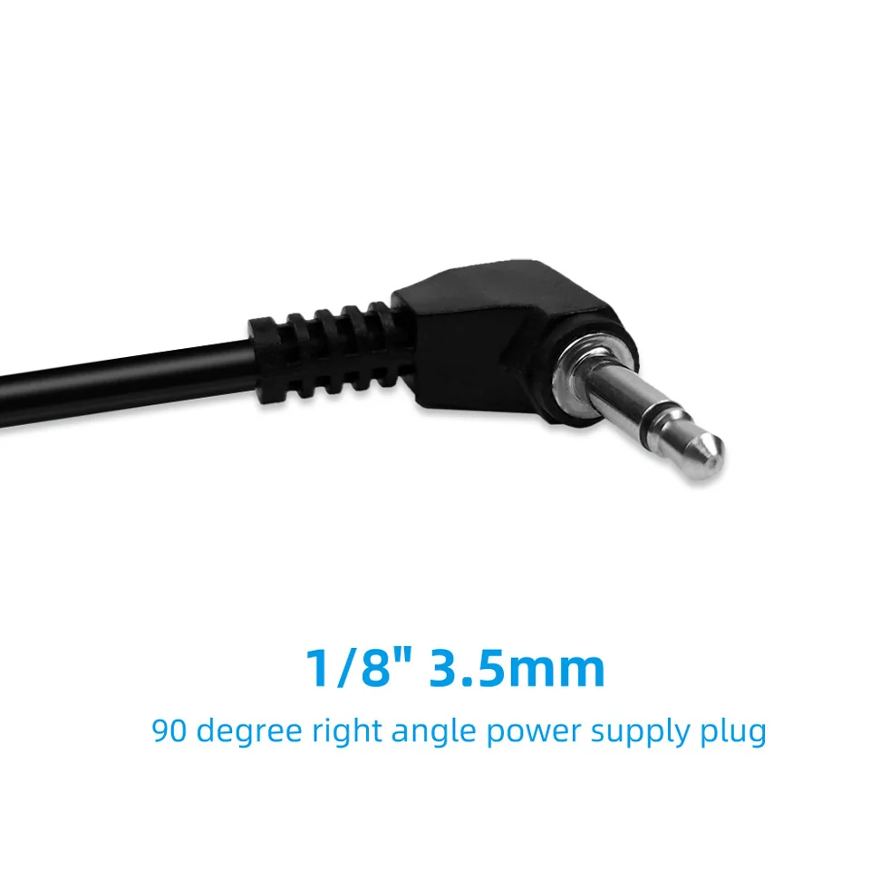 9V Power Cable 90 Degree Right Angle DC Power Supply Converter Cable Extension Cord for Guitar Pedal 5.5mm x 2.1mm to 1/8
