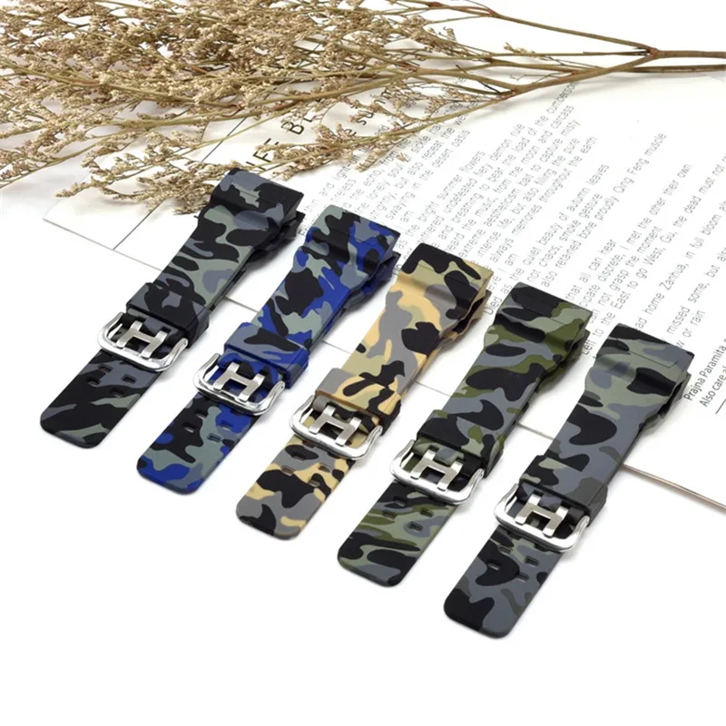 Durable Silicone Sport Watch Band - Men's Waterproof Replacement Strap with Resin Detailing