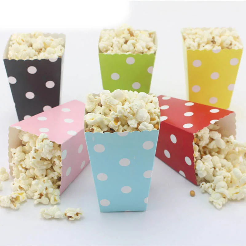 

12pcs Dot Stripe Square Popcorn Box Birthday Movie Party Europe And America Environmental Protection Hot Chicken Rice Box