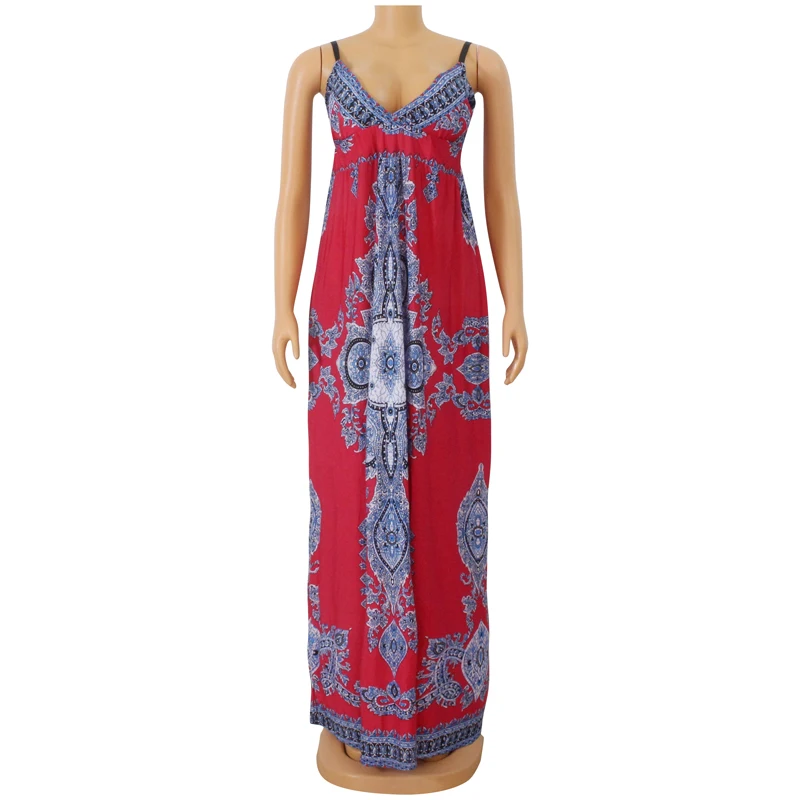 

Summer Beach Style Women Spaghetti Strap Long Clothes 2020 Multicolored Dashiki Print African Sexy Dresses vestidos