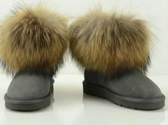 Зимние ботинки; женская обувь; zapatos mujer botas; обувь в австралийском стиле; женские ботинки; Зимние ботильоны; модная обувь на лисьем меху - Цвет: grey