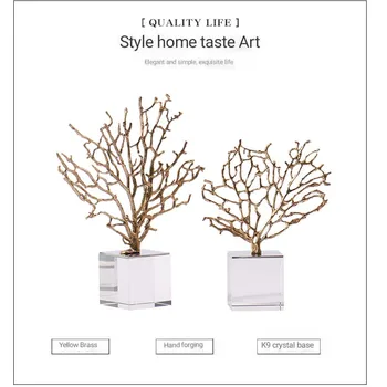 

YILUNXI European-style modern creative sea tree copper decoration restaurant wine cabinet decorations lucky crystal living