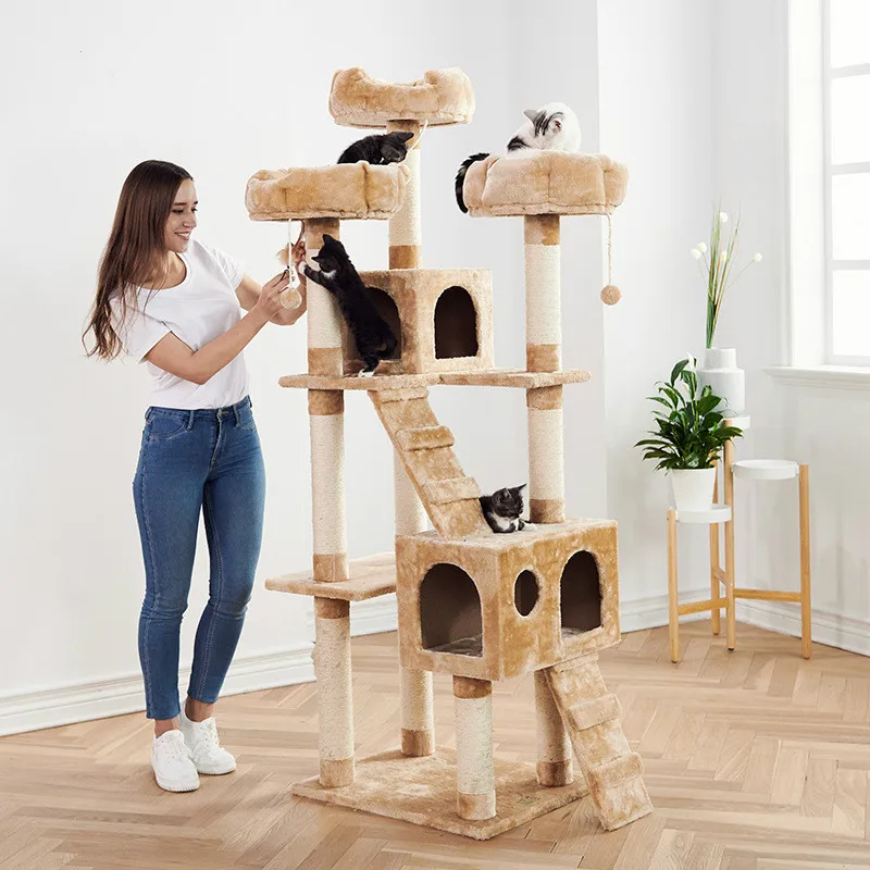 

Pet cat toy, cat climbing frame with cat litter cat tree, large cat toy villa, multi-layer cat jumping cat scratch board