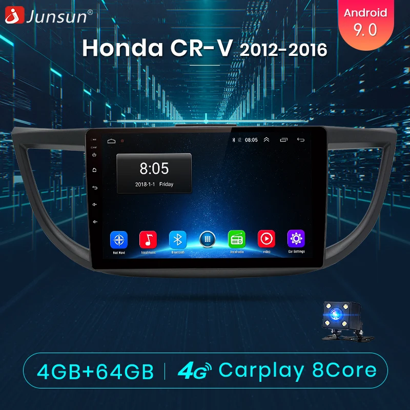 

Junsun V1 pro 4G+64G CarPlay Android 8.1 DSP For Honda CRV 2012 2013-2016 Car Radio Multimedia Video Player GPS RDS 2 din dvd