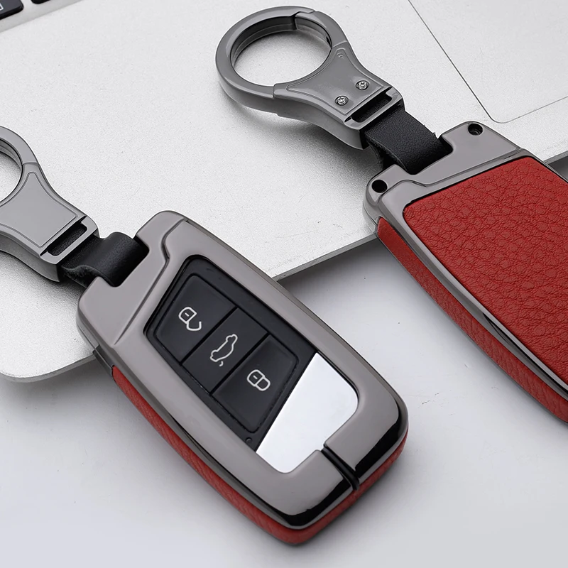 

Metal leather Car Key Cover Case For Volkswagen VW Tiguan MK2 Magotan Passat B8 CC Skoda Superb A7 B6 B7 Maogotan R36 B5 B7L