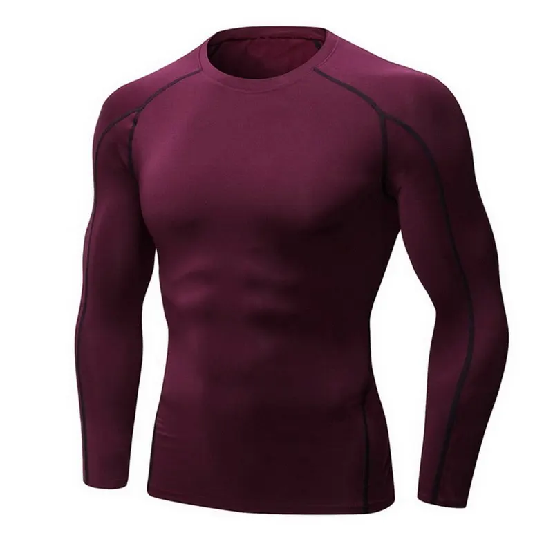 Style 1 Wine DIHOPE Vertvie быстросохнущая Мужская футболка для бега с длинным рукавом, топы для фитнеса для мужчин, компрессионные футболки для похудения - Цвет: Style 1 Wine