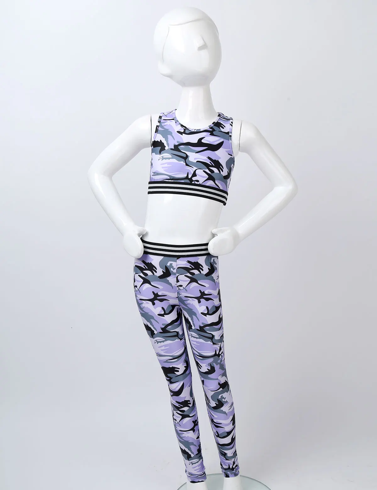 Tenue de Sport pour enfants, survêtement d'entraînement, sans manches,  imprimé Camouflage, dos de course, soutien-gorge court avec Leggings,  ensemble pantalon - AliExpress