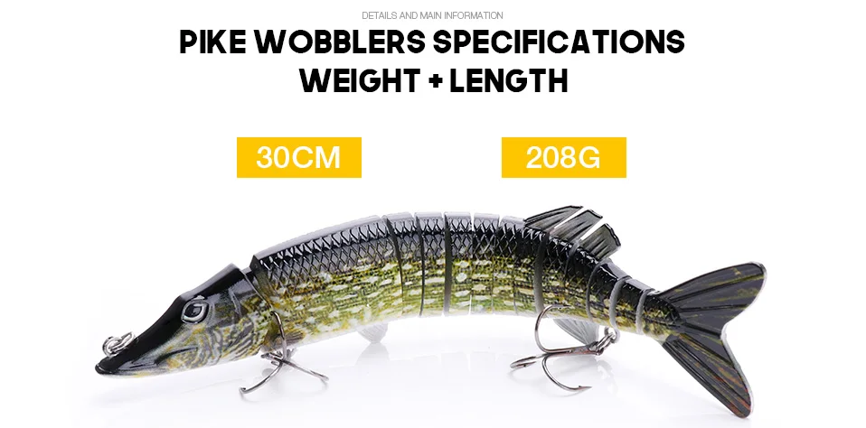 VTAVTA 208g 30cm Super-Big Pike Artificial Bait Crankbaits Fishing Lure Sinking Wobblers 13 Segments Sea Fishing Tackle Pesca 9