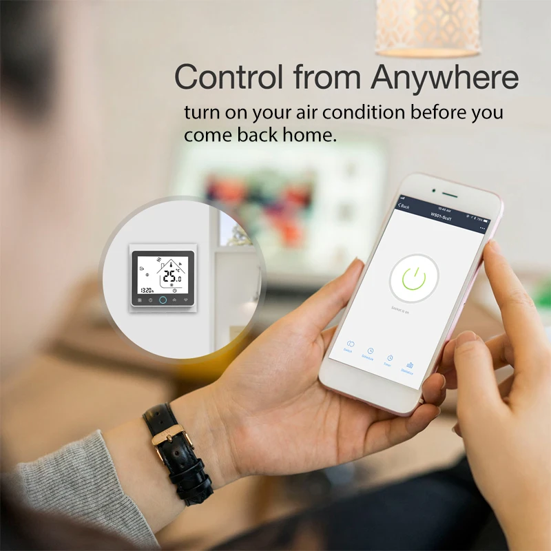 WiFi Central Air Conditioner Thermostat Temperature Controller Fan Coil Unit Work with Alexa Google Home Smart Home 2 Pipe