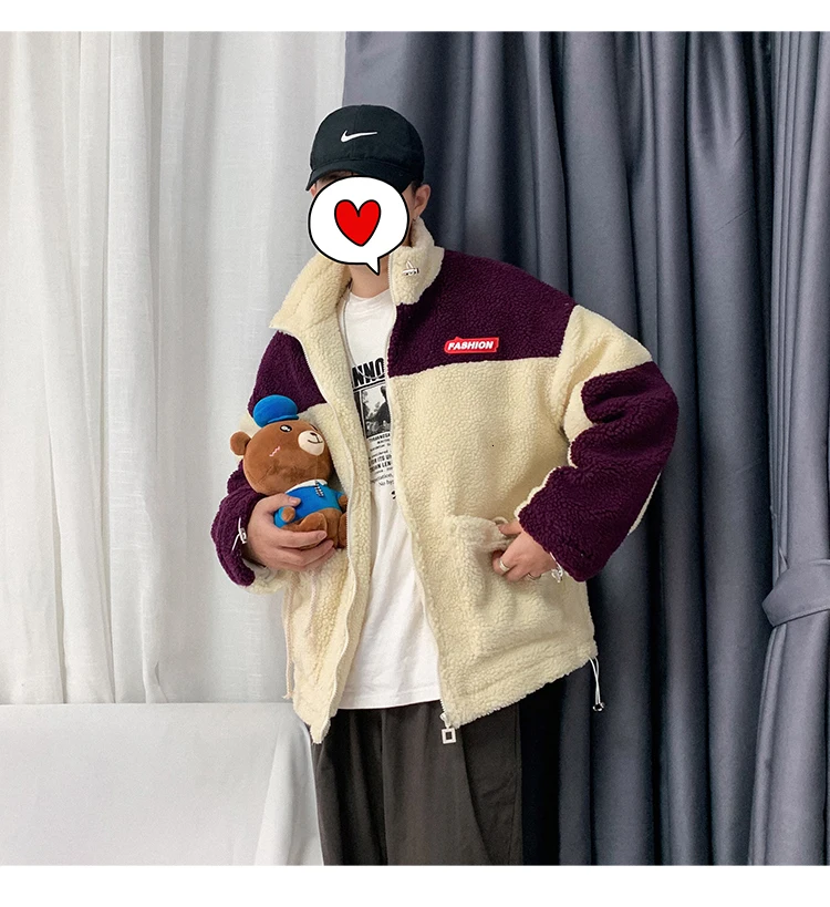 Winter Korean Version Of Europe And The New Thickening Lapel Loose Stitching Wool Liner Woolen Coat