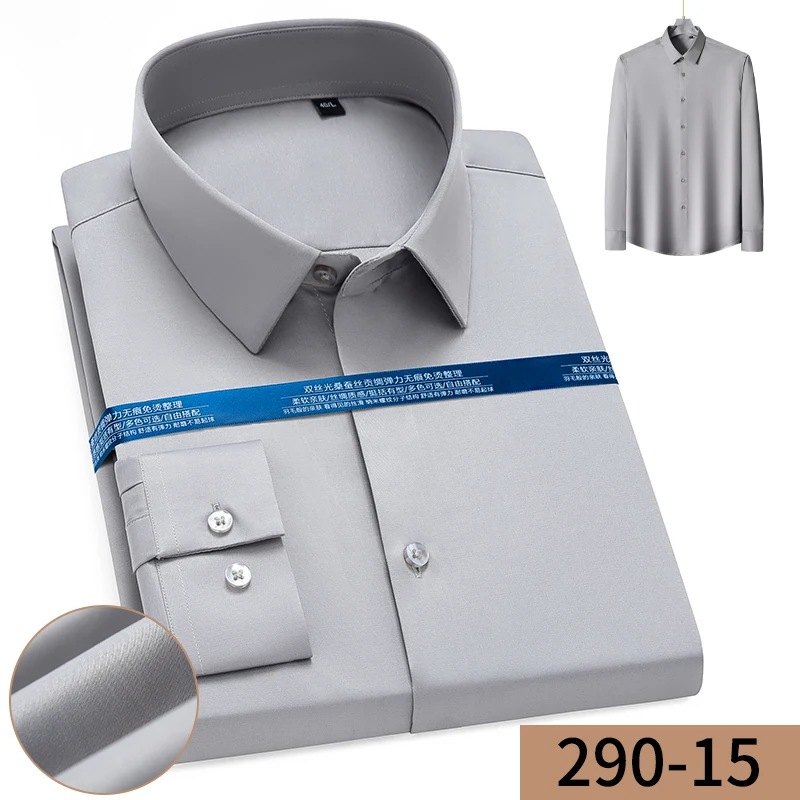 New Stretch Anti-Wrinkle Cotton Men's Shirts Long Sleeve Dress Shirts For Men Slim Fit Camisa Social Business Blouse White Shirt