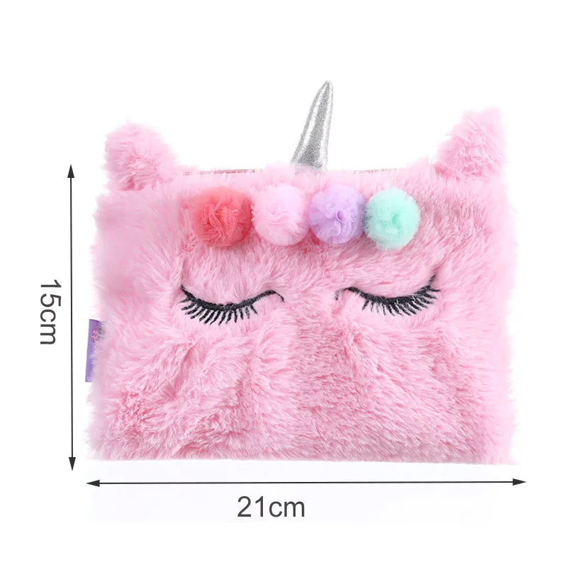 Cute Gift For Girls - Fluffy Unicorn Pencil Case Cosmetic Bag