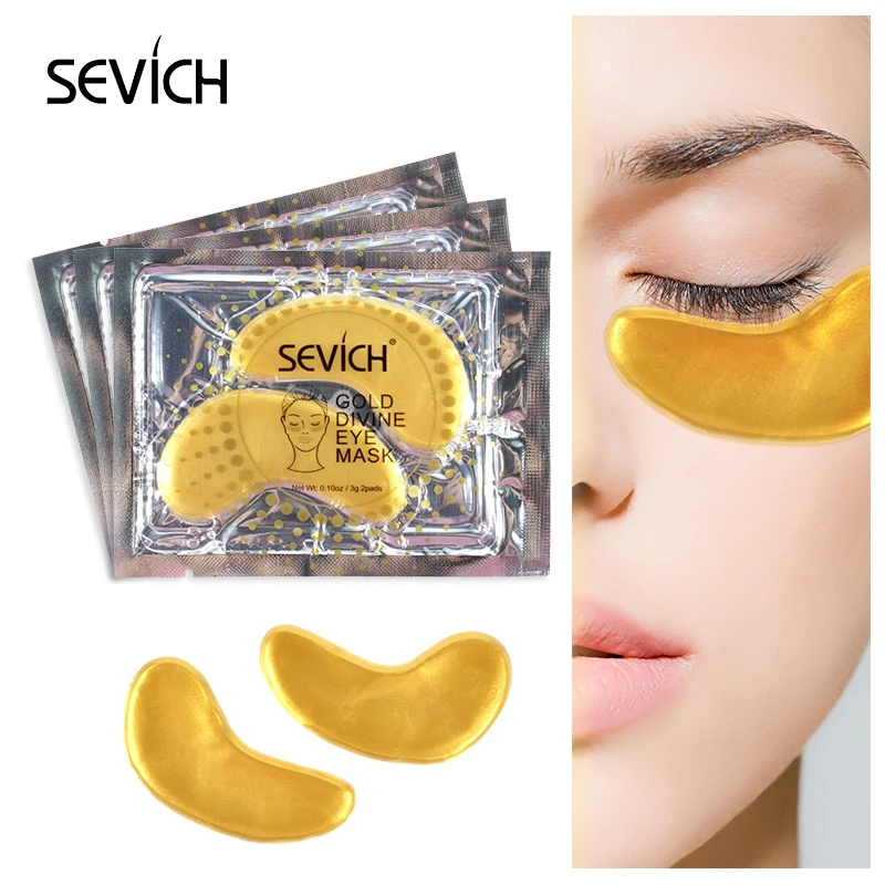 Sevich 10 шт. 24K Золотая маска для глаз, Золотая сыворотка, патчи для глаз, разглаживает морщины отбеливание против старения/темные увлажняющие маски для глаз