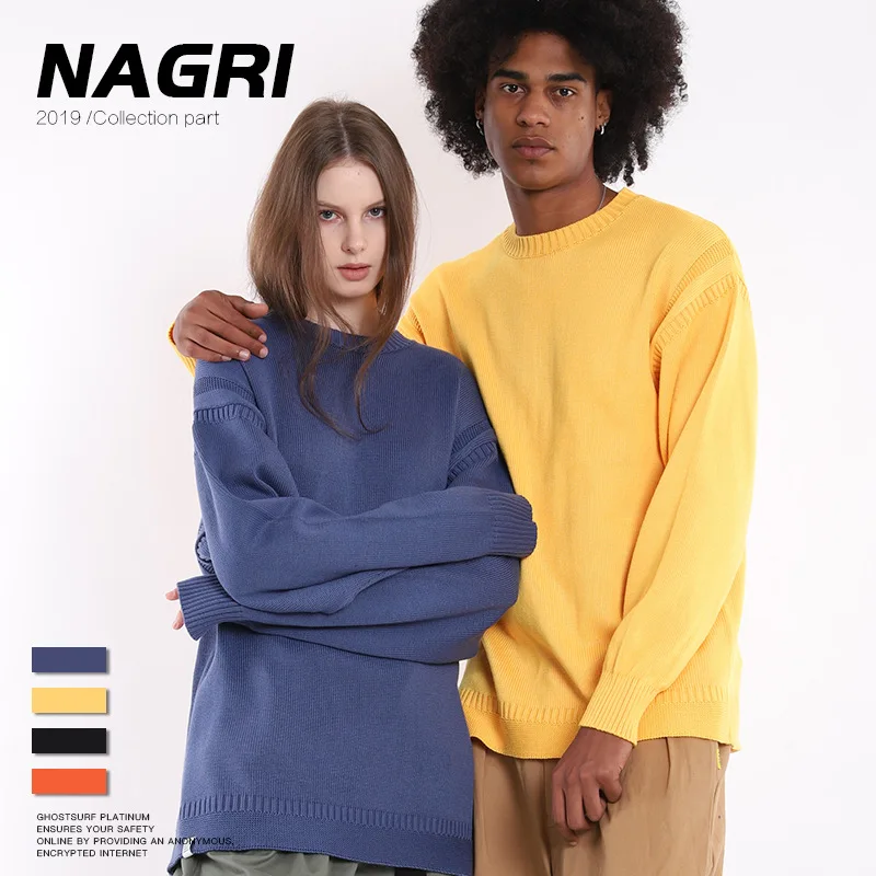 

Nagri Autumn And Winter New Style Europe And America Popular Brand MEN'S Wear Solid Color MEN'S Knitwear Warm Sweater