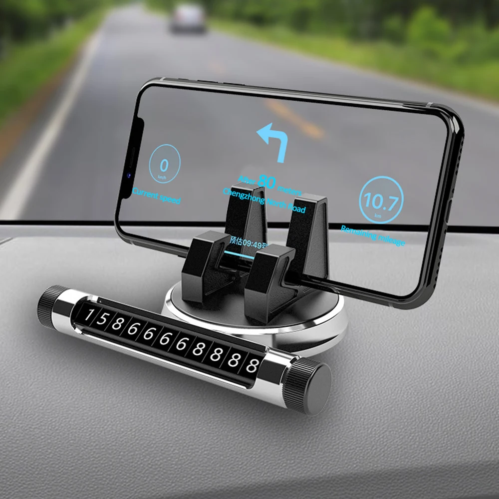 

1Pcs=2 in 1 Vehicle-Mounted Multi-functional Temporary Stop Sign License Plate Rotary Mobile Phone Rack Car accessories Interior