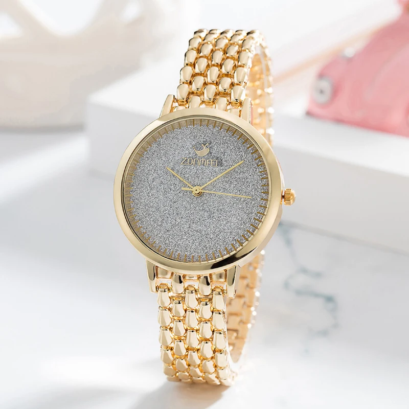 Women Creative Simple Watch 5Pcs Bracelet Necklace Earrings Ring Set Female Zircon Jewelry Sets Fashion Quartz Watch Lady's Gift