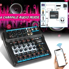 LEORY 6 канальный аудио микшер с Bluetooth светодиодный цифровой дисплей USB DJ звук микшерный пульт MP3 караоке усилитель для KTV Вечерние