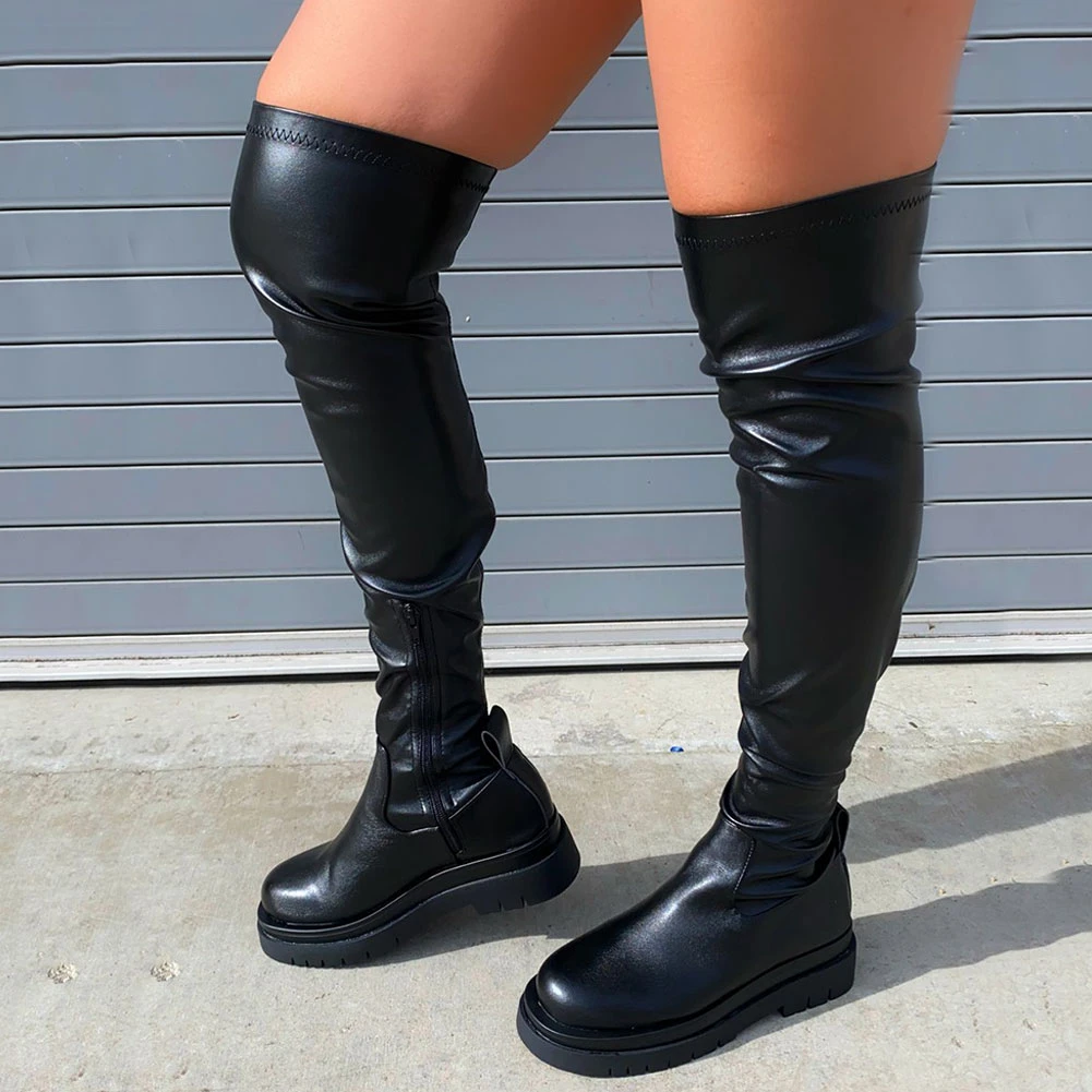 chunky thigh boots