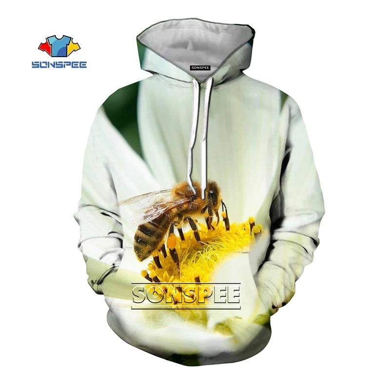 SONSPEE bees/осенние модные толстовки для мальчиков и девочек-подростков с 3D принтом; Толстовка для отдыха; уличная одежда; Топ; пуловер для детей; C164