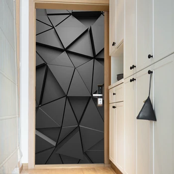 

PVC Bedroom Waterproof Home Decor Mural 3D Geometric Self Adhesive For Living Room Multifunctional DIY Door Stickers Simulation