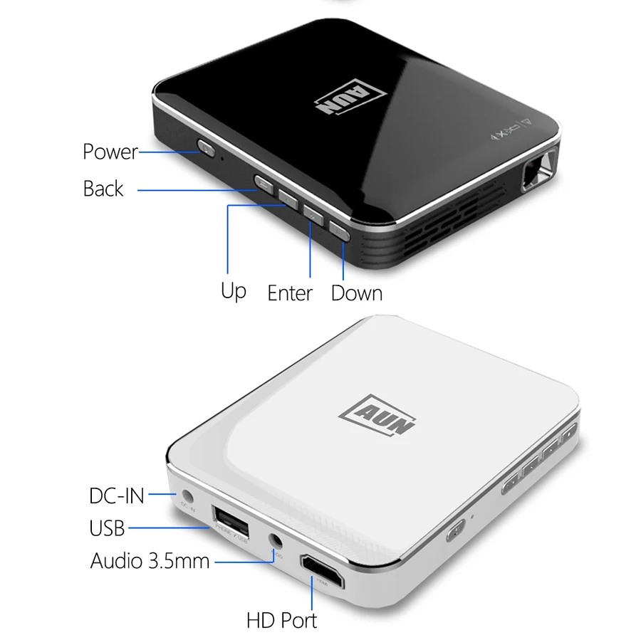 Aun mini projetor dlp x3 com sincronizar a tela do smartphone, espelhamento da tela do telefone de android/ios, portátil para o cinema em casa de 1080p-4