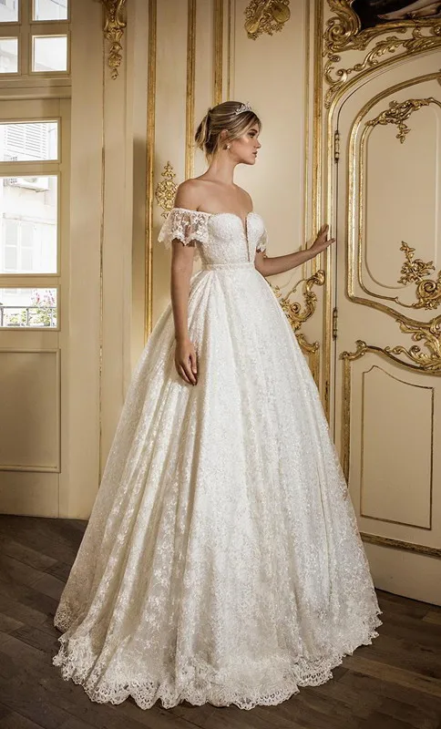 Vestidos de novia ТРАПЕЦИЕВИДНОЕ свадебное платье с открытыми плечами и цветами ручной работы и аппликация без бретелек развертки поезд Плюс Размеры платье невесты, свадебное платья