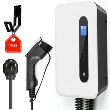 

EV Charging Station Wall-mounted Electric Vehicle Charger With Type1 Plug EVSE Wallbox SAE J1772 32A Level2 220-240V NEMA 14-50
