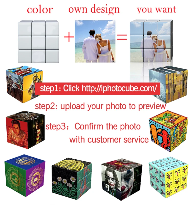 Cubo Magico 3x3x3 Speed Magic Cube Plastic print Photo Stickerless Custom Made Design Super cube Puzzle Toys
