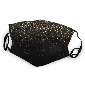

Gold Glitter Black Cool Modern Dust Mask with Filter PM2.5 Activated Carbon for Children Mouth Face Reusable (Kids)