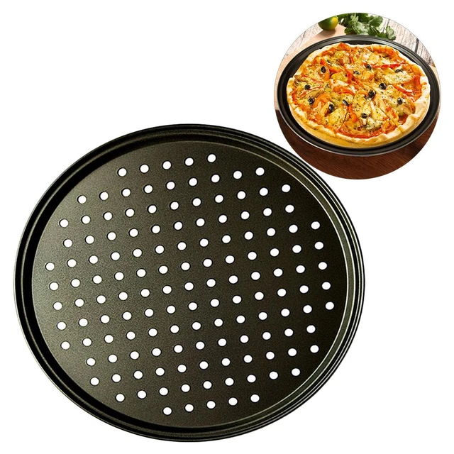 12 Inch Carbon Steel Pizza Baking Pan Mesh Tray Plate Round Dish Non-stick Pizza  Pan Oven Mould With Holes Kitchen Bakeware New - Pizza Tools - AliExpress