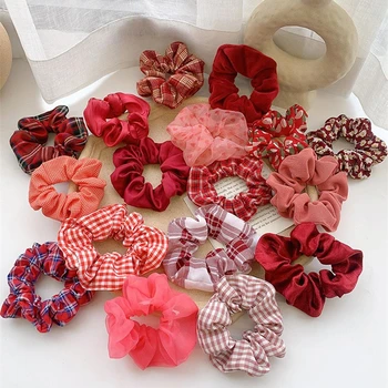

FLACELL 2020 Summer Hot Korean Red Dot Floral Plaid Hair Ribbon Rubber Bands Scrunchie Set for Women Girls Party Gifts Hairwear