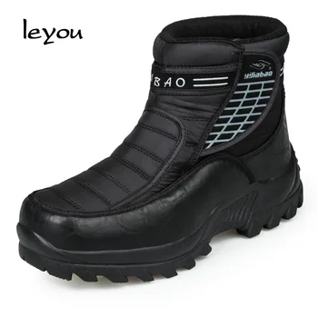 

Men Winter Warm Snow Boots Shoes Waterproof Antislip Fur Boots Black Ankle Boots Platform Men Shoes 2019