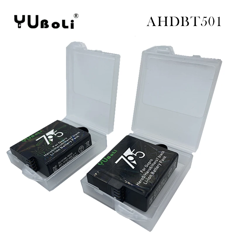 

2pcs 1600mAh battery GoPro Hero5 hero6 hero7 black battery for GoPro hero 5 6 7 Hero5 AHDBT 501 battery