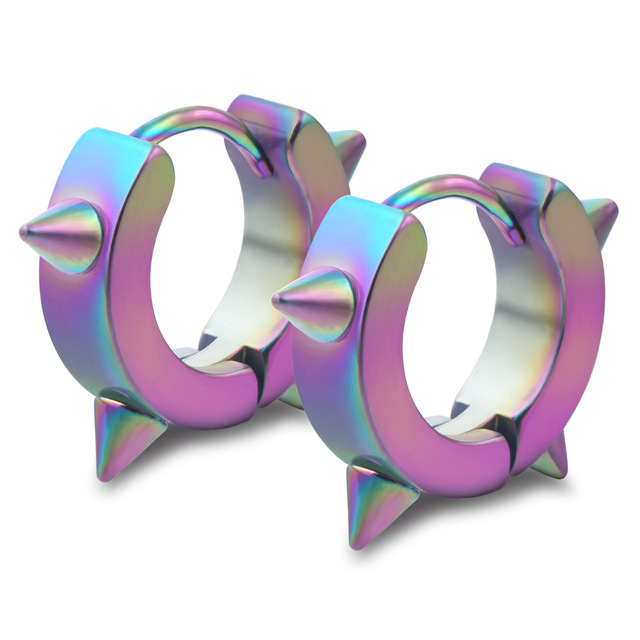 pair Classic Korean Punk Stainless Steel Ear Clip Earrings For Men Women Black No Pierced Fake Ear Circle New Pop Jewelry