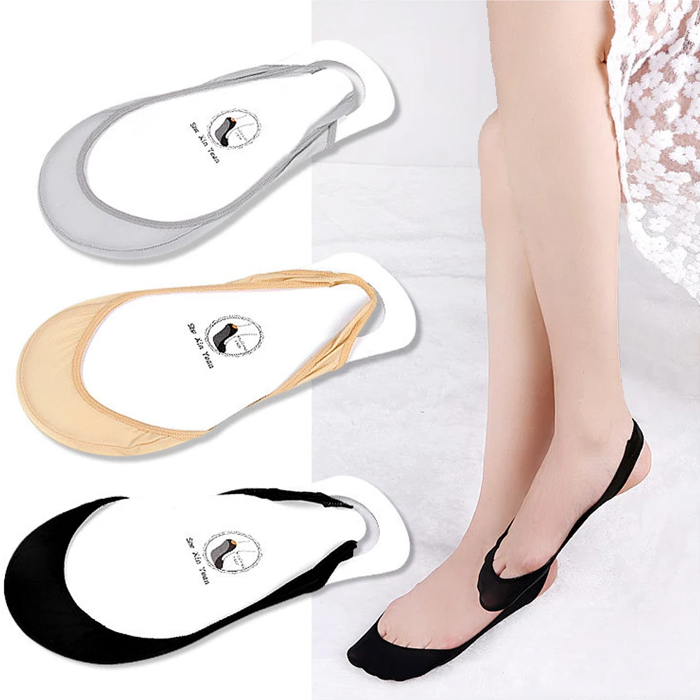 1 Pair Women Ice Silk Half Palm Socks Anti Skid Invisible Liner No Show Pads Low Cut Socks Flats Boat Sneaker Casual Shoes