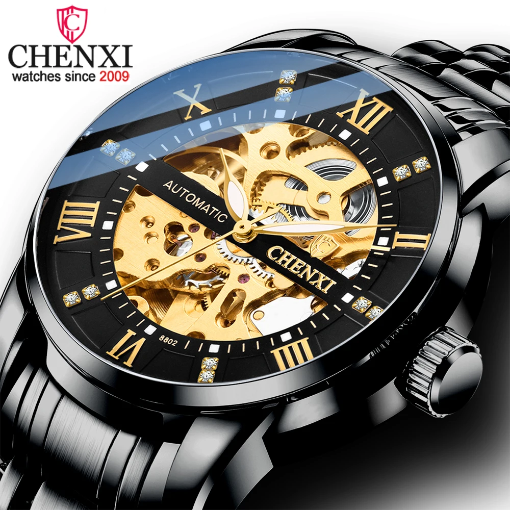 

CHENXI Men Automatic Watch Waterproof Top Brand Luxury Mechanical Tourbillon Clock Fashion Business Wristwatch Relogio Masculino