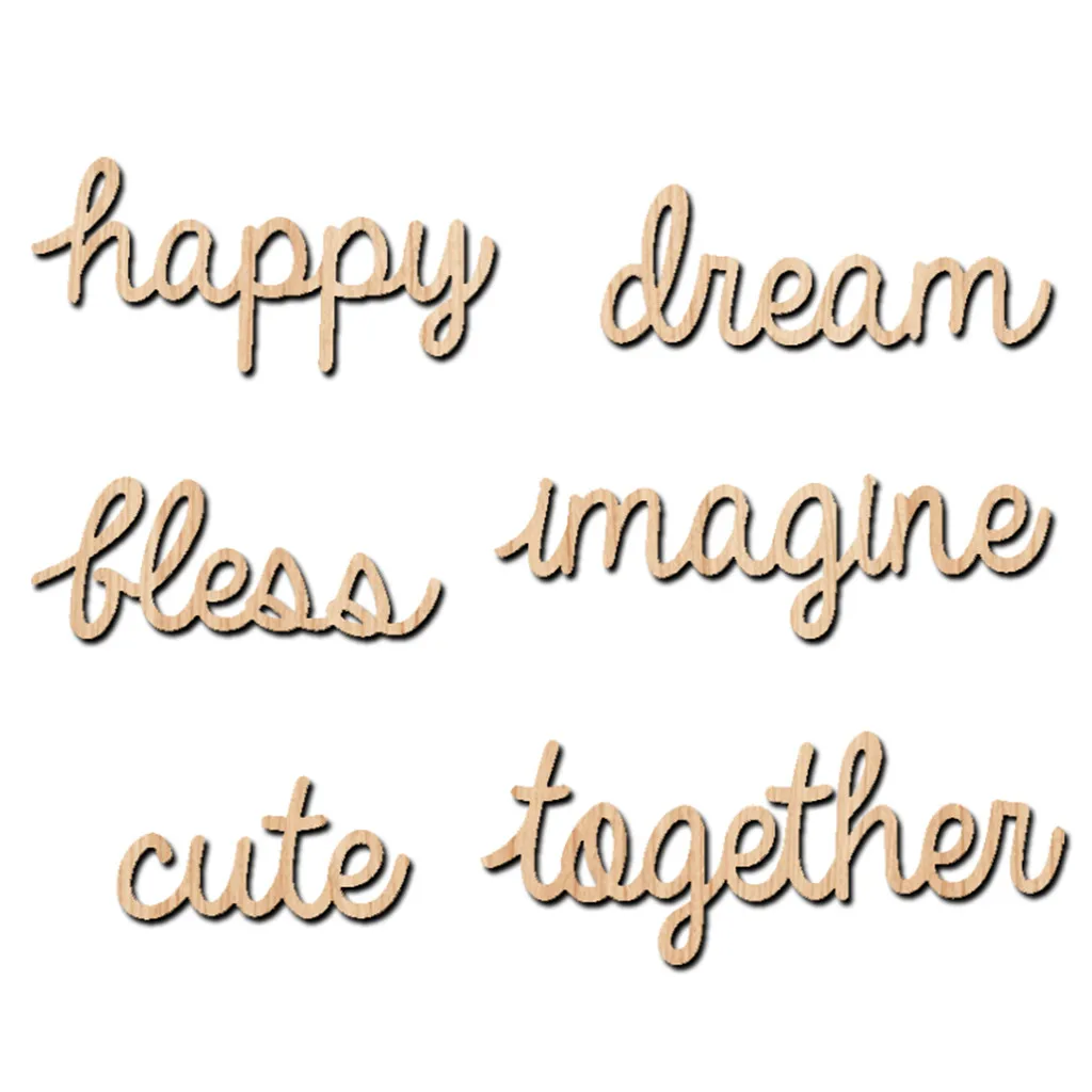 

6pcs Wooden Happy Dream Together Word Letters Alphabet Script For Home Decor