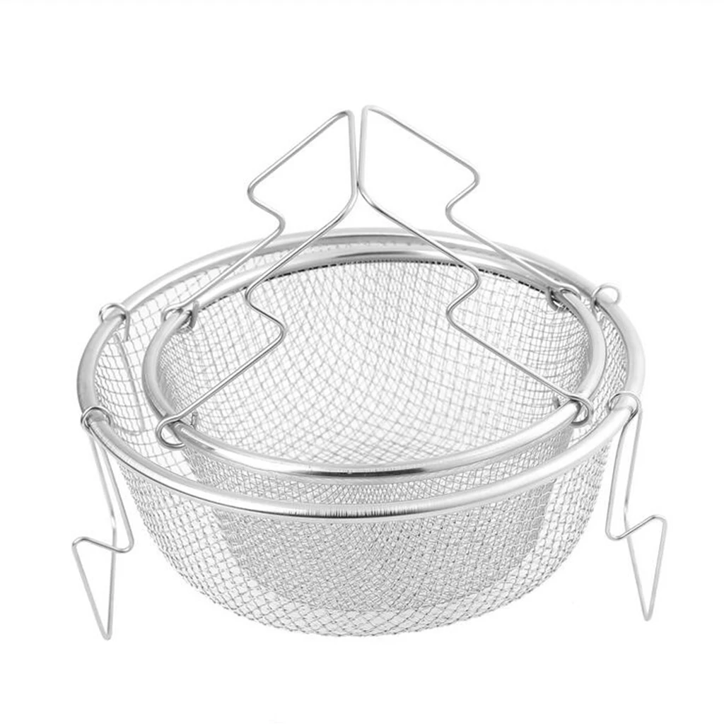 Chip Pan Basket Fryer Fries Strainer Stainless Steel Wire Bucket