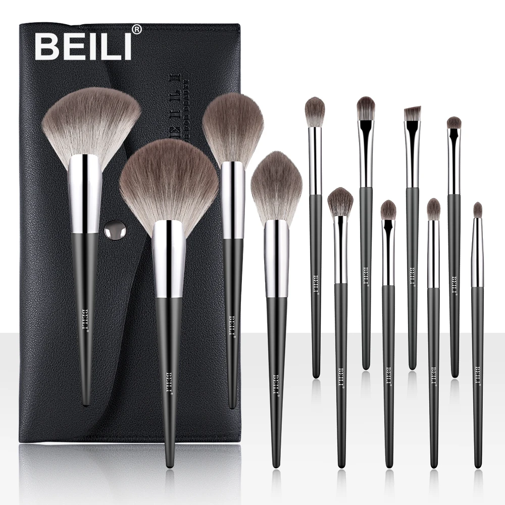 BANFI 10Pcs Elegant White Makeup Brushes Set Noble Cosmetics with Case  Powder Foundation Beginner Beauty Make Up Maquiagem Tools - AliExpress