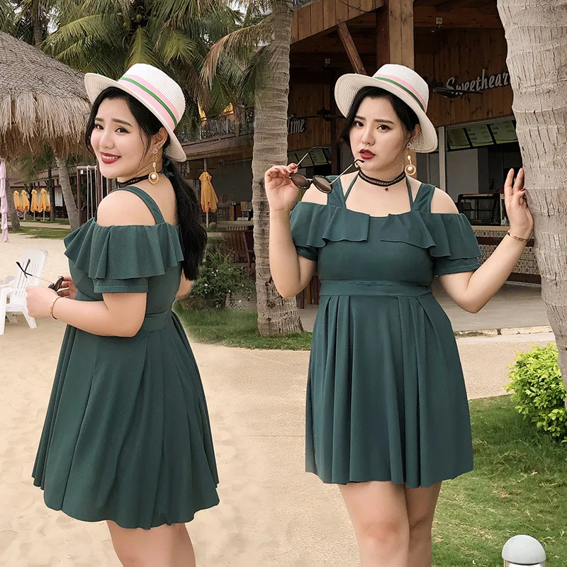

Plus-sized 200 Large GIRL'S Bathing Suit Large Bust Underwire Belly Covering Slimming Skirt Split Type Boxer Swimwear Women's