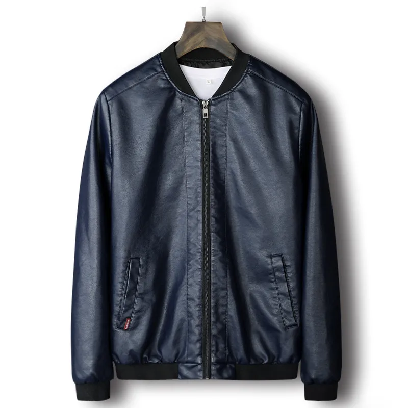 Autumn& Winter New Style Stand Collar Zipper Cardigan Leather Coat PU Leather Jacket Men's Fashion Locomotive Leather Coat